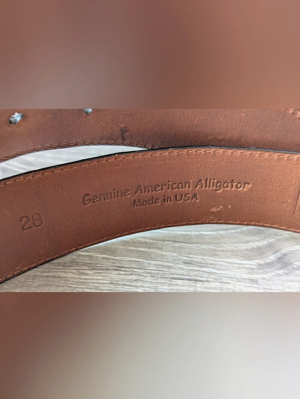 Genuine American Alligator belt hand made in the USA size 28